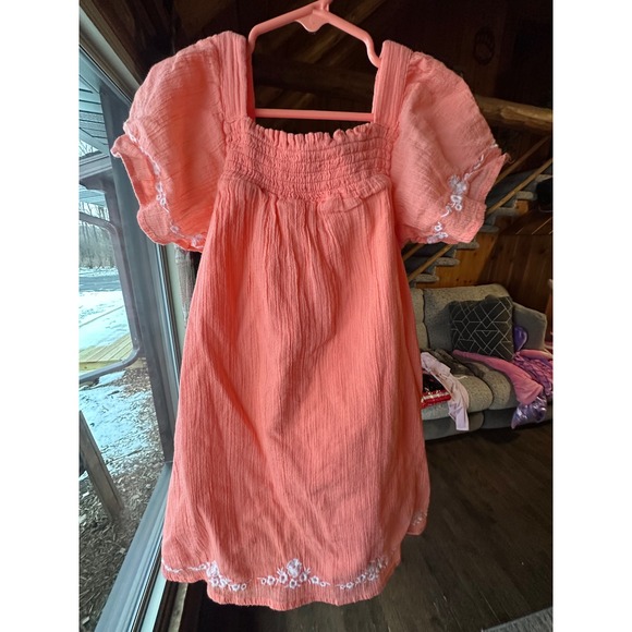 NEW WITH TAG Janie & Jack Girls Orange Embroidered Gauze‎ Tunic Dress | SZ 7 - Picture 3 of 7